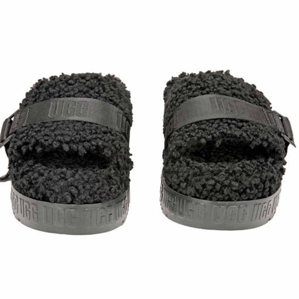 UGG Black Shearling Slide Sandals - Women’s Sz. 9 - Picture 6 of 7